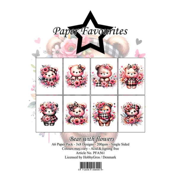 Paper Favourites - Blok A6 - Bear with flowers / Bamse med blomster