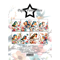 Paper Favourites - Blok A6 - Birds and Flowers / Fugle og blomster
