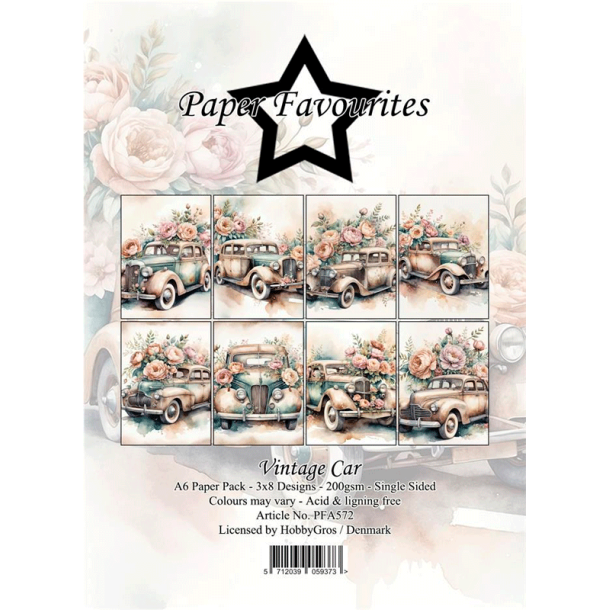 Paper Favourites - Blok A6 - Vintage Car / Gammeldags biler