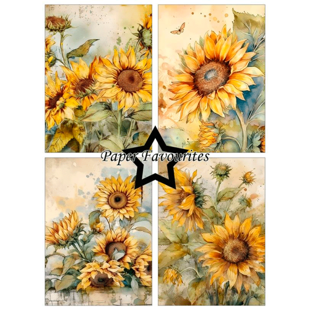 Paper Favourites - Blok A6 - Vintage Sunflower / Gammeldags solsikke