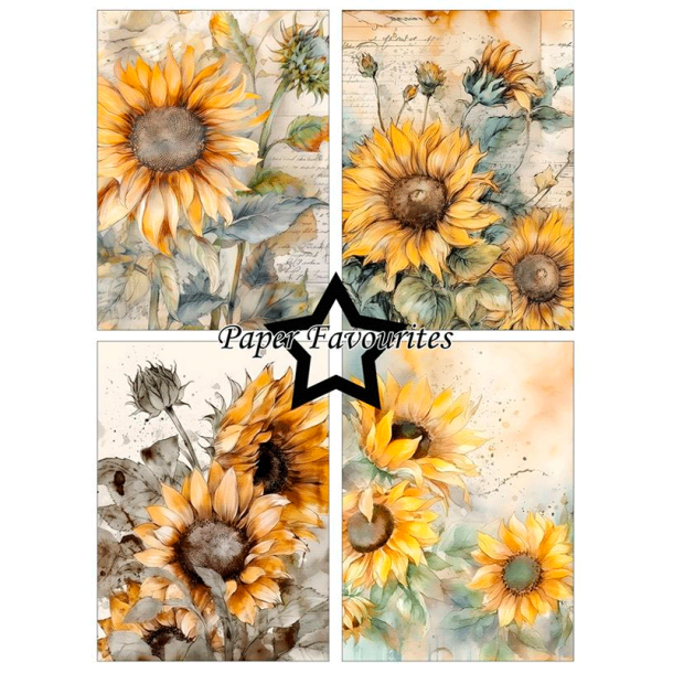 Paper Favourites - Blok A6 - Vintage Sunflower / Gammeldags solsikke