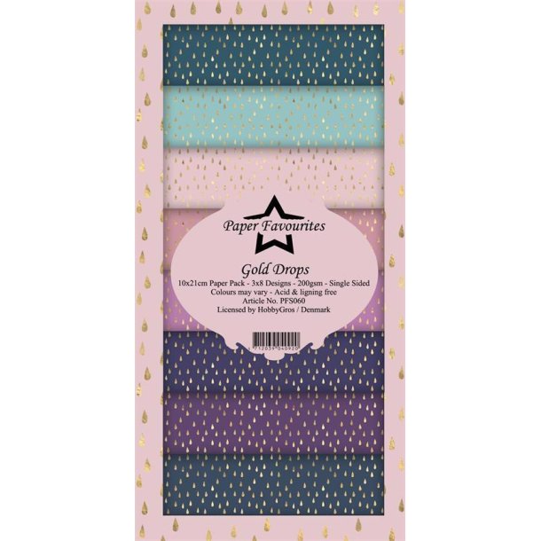 Paper Favourites - Blok Slim Card - Gold Drops / Guld drber