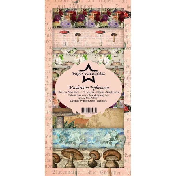 Paper Favourites - Blok Slim Card - Mushroom Ephemera / Svampe