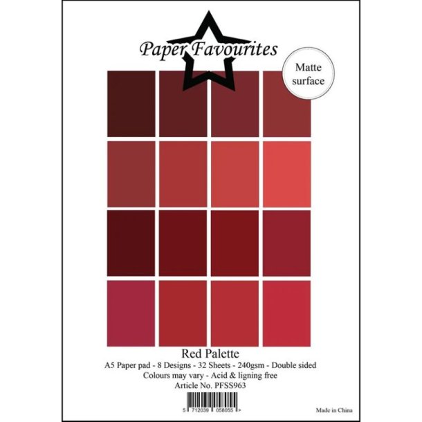 Paper Favourites - Blok A5 - Solid Colours - Red Palette / Rd Palette