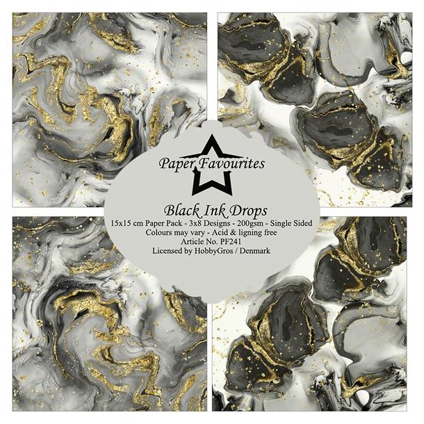 Paper Favourites - Blok 6" - Black Ink Drops