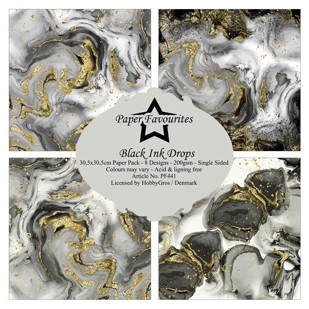 Paper Favourites - Blok 12" - Black Ink Drops