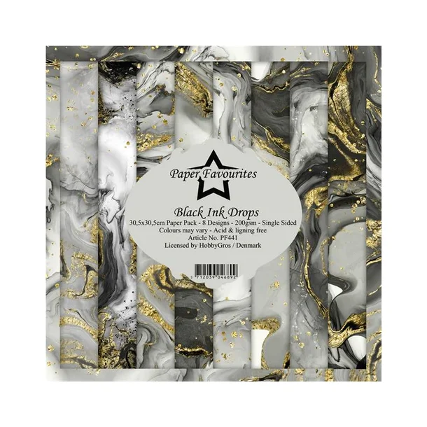 Paper Favourites - Blok 12" - Black Ink Drops