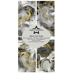 Paper Favourites - Blok Slim Card - Black Ink Drops / Sort blk