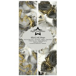 Paper Favourites - Blok Slim Card - Black Ink Drops / Sort blk