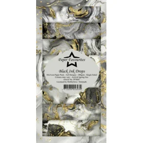 Paper Favourites - Blok Slim Card - Black Ink Drops / Sort blk