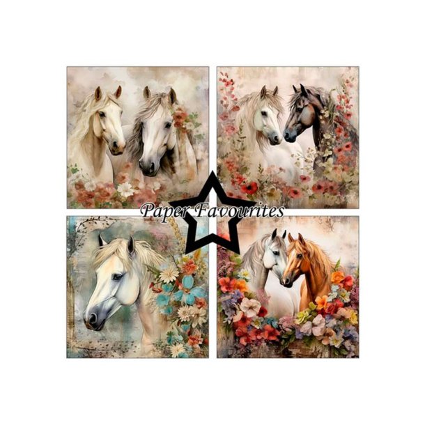 Paper Favourites - Blok 12" - Horses and Flowers - 200gsm - 8 ark
