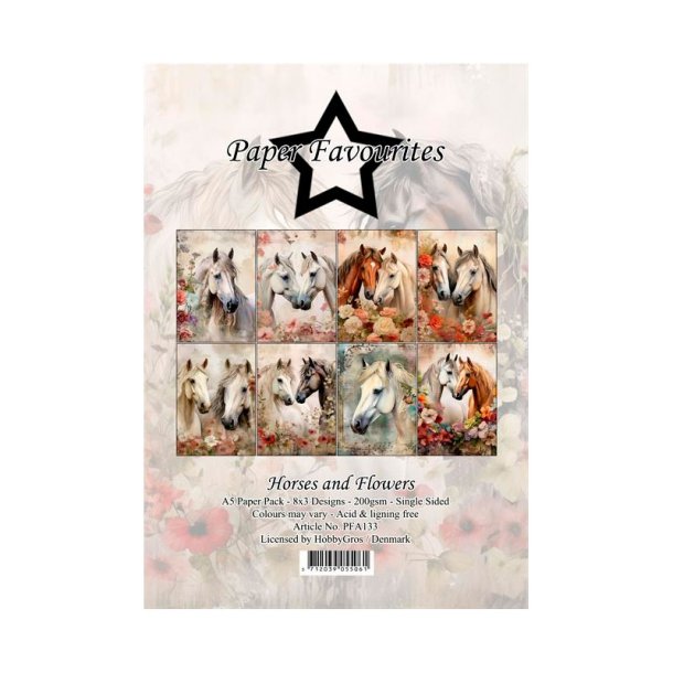 Paper Favourites - Blok A5 - Horses and Flowers / Heste og blomster