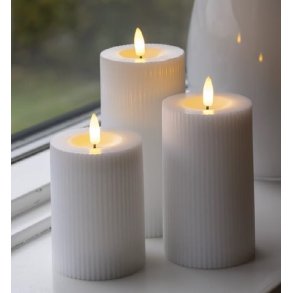 LED - Bloklys - Rillet - Hvide - 3 stk