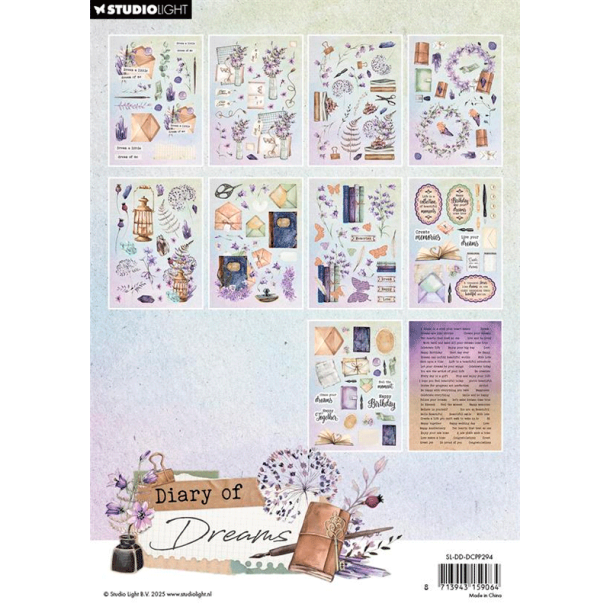 Studio Light - Blok A5 - Die-Cut Papir Elementer - Diary of Dreams