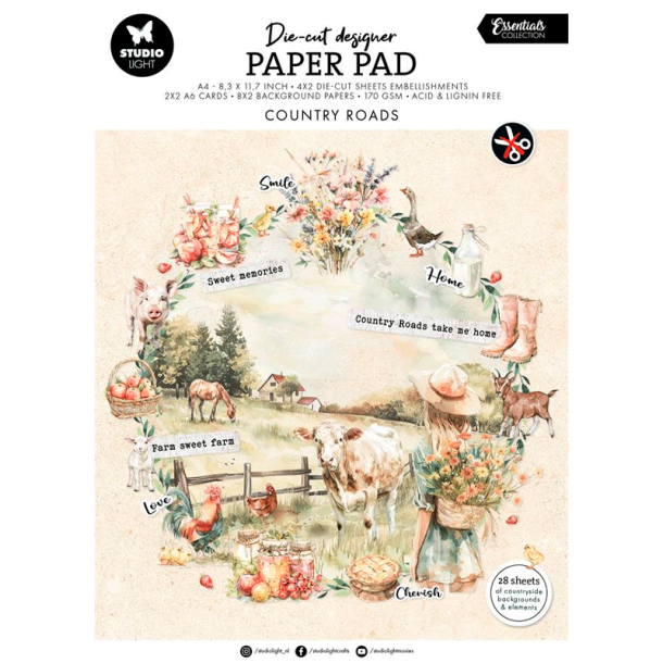 Studio Light - Blok A4 - Die-Cut Paper Pad - Country Roads