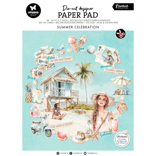Studio Light - Blok A4 - Die-Cut Paper Pad - Summer Celebration