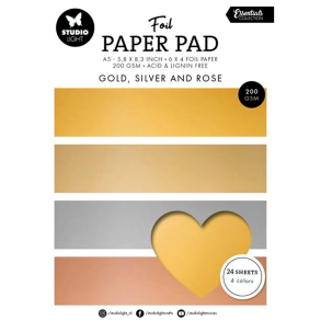 Studio Light - Blok A4 - Foil - Gold, Silver and Rose - SL-ES-PP210