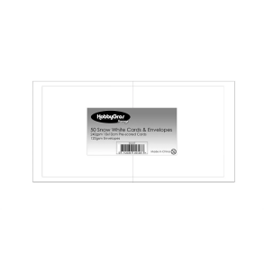 Kort og kurverter - 10x10cm - 50 stk - Snow White