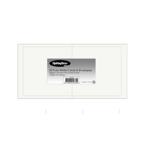 Kort og kurverter - 10x10cm - 50 stk - Pure White