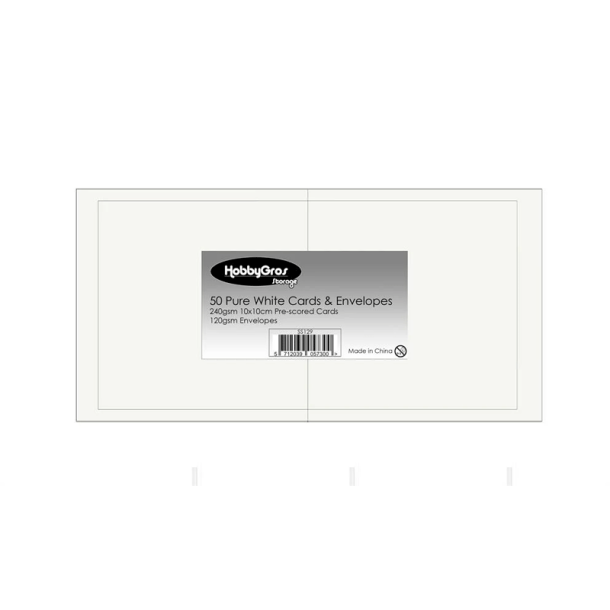 Kort og kurverter - 10x10cm - 50 stk - Pure White
