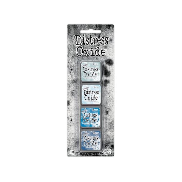 Distress Mini Oxide Kit 10 - Speckled egg,tumbled glass,Mermaid lagoon,faded jeans