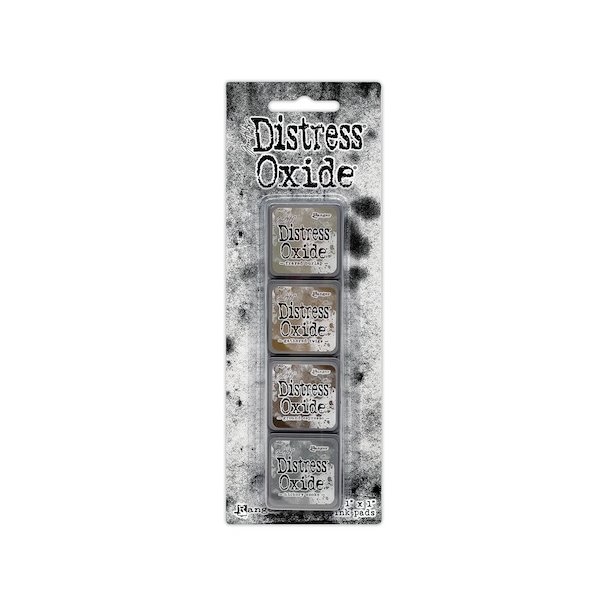 Distress Mini Oxide Kit 12 - Frayed burlap,Gathered twigs,Ground espresso,Hickory smoke