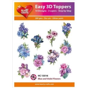 Hearty Crafts - Easy 3D Toppers - Udstansede motiver m. blomster violette - HC13516