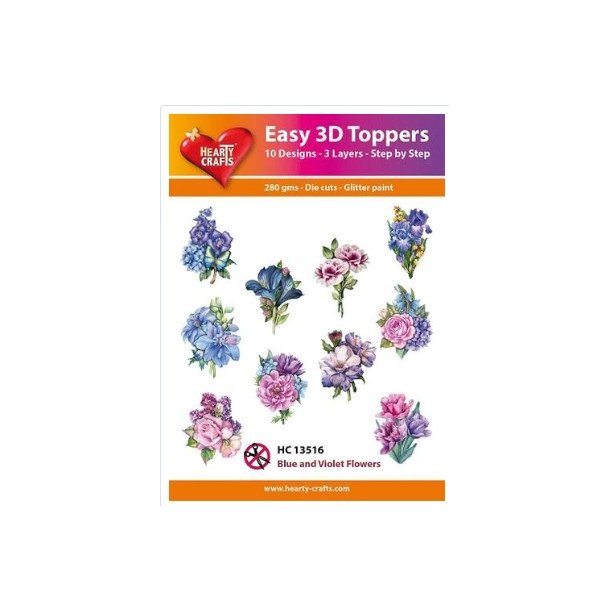 Hearty Crafts - Easy 3D Toppers - Udstansede motiver m. blomster violette - HC13516
