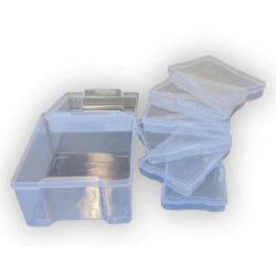 Klar plastik opbevarings box - Box med 6 kasser.