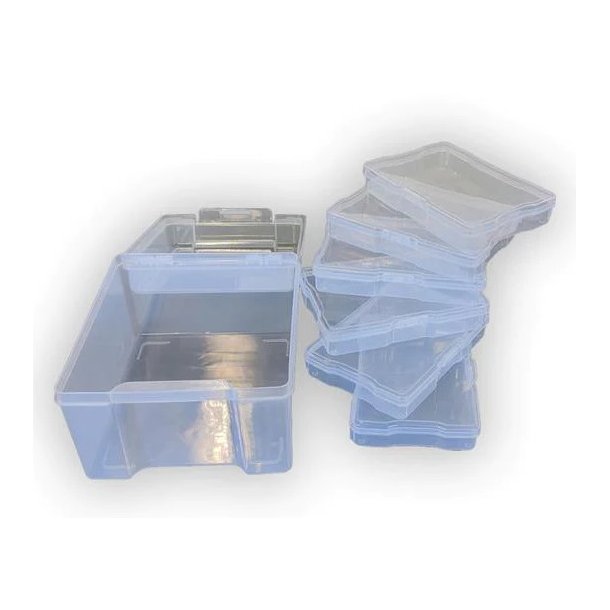 Klar plastik opbevarings box - Box med 6 kasser.