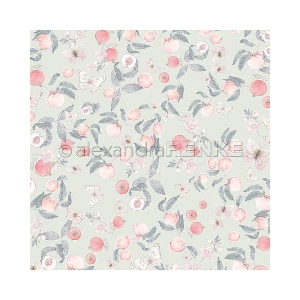 Alexandra Renke - Karton - Design Paper "Peach dream on organza green"