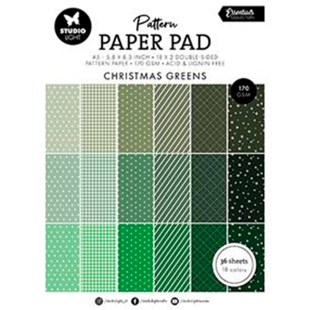 Studio Light - Blok A5 - Patterned - Christmas Greens