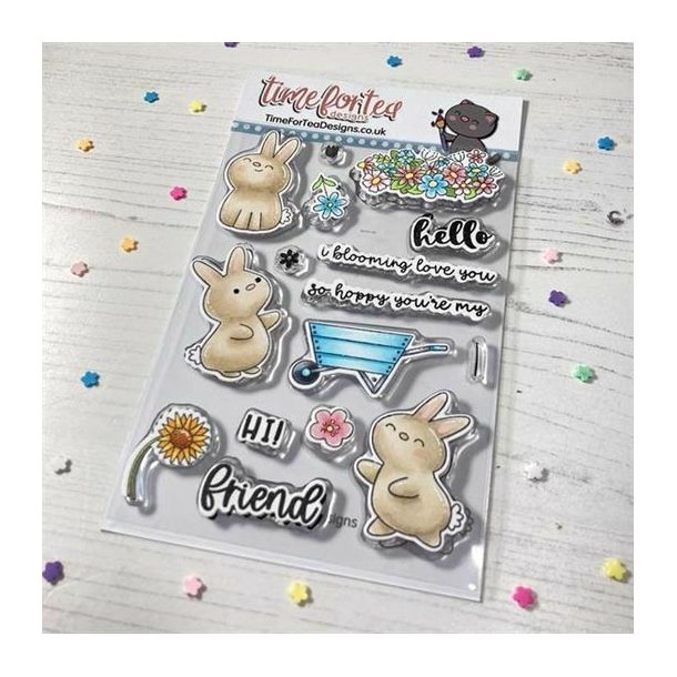 Time For Tea - Stempel - Bloomimg Bunnies / Kaniner