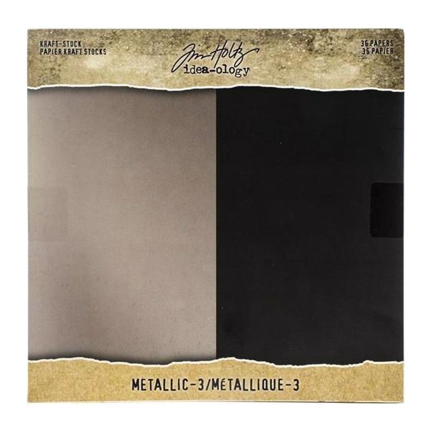 Tim Holtz - Blok 8'' - Idea-Ology - Paper Stash Kraft - Metallic 3