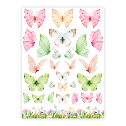 Three Scoops - Designpapir - A4 - Store sommerfugle pink/grn