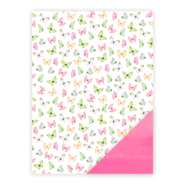 Three Scoops - Designpapir - A4 - Sm sommerfugle pink/grn