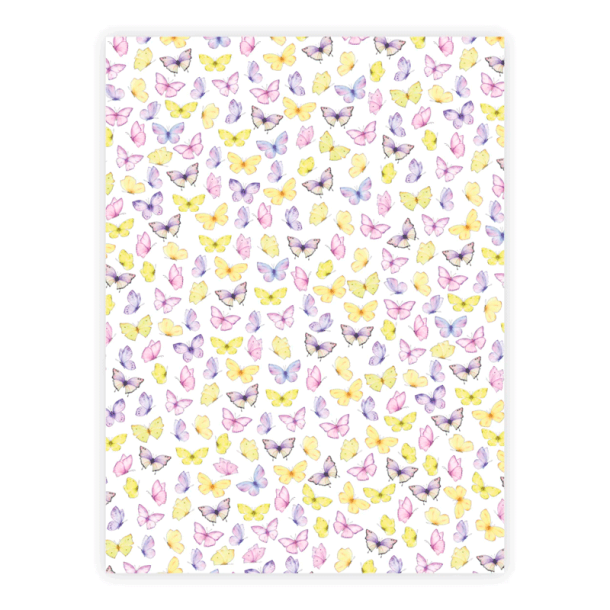 Three Scoops - Designpapir - A4 - Sm sommerfugle lilla/gul
