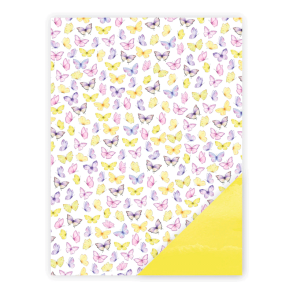 Three Scoops - Designpapir - A4 - Sm sommerfugle lilla/gul