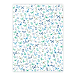 Three Scoops - Designpapir - A4 - Sm sommerfugle bl/turkis