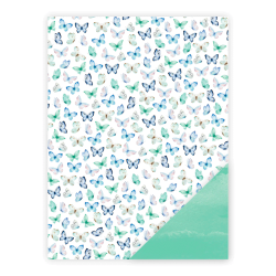 Three Scoops - Designpapir - A4 - Sm sommerfugle bl/turkis