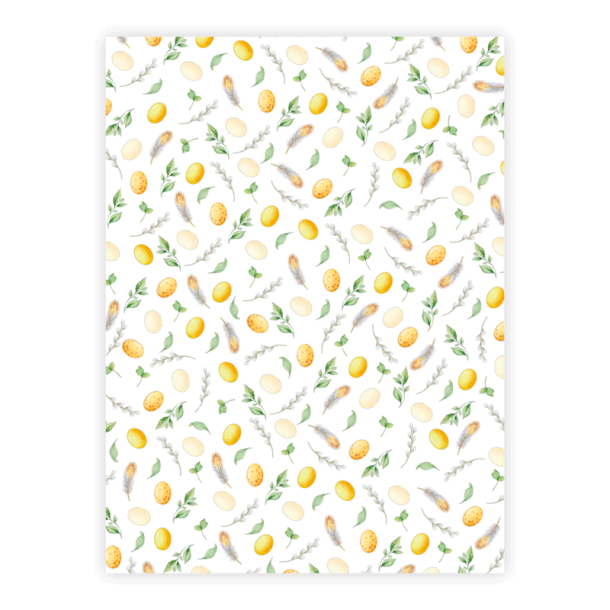 Three Scoops - Designpapir - A4 - Pskeg og fjer gul