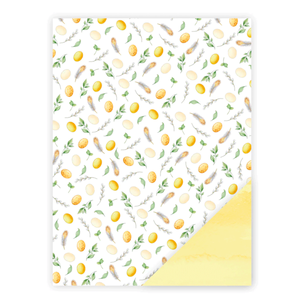 Three Scoops - Designpapir - A4 - Pskeg og fjer gul