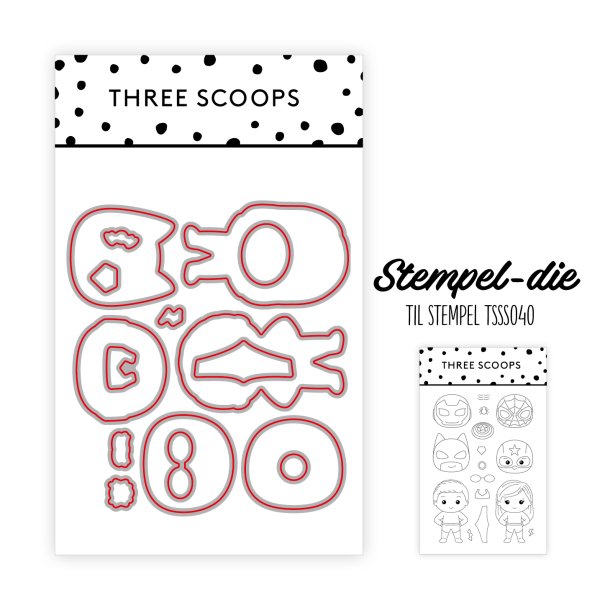 Three Scoops - Die til stempel - Superhelte - dreng & pige