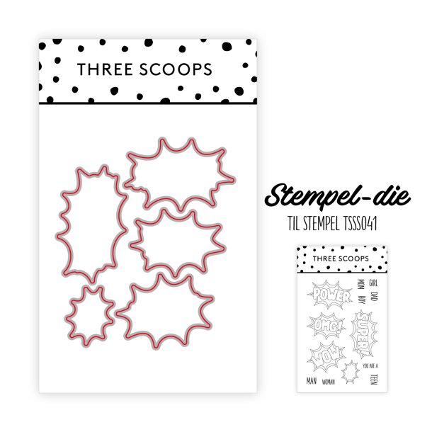 Three Scoops - Die til stempel - Superhelte ord