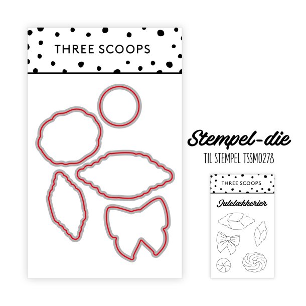 Three Scoops - Die til stempel - Julelkkerier- smkager
