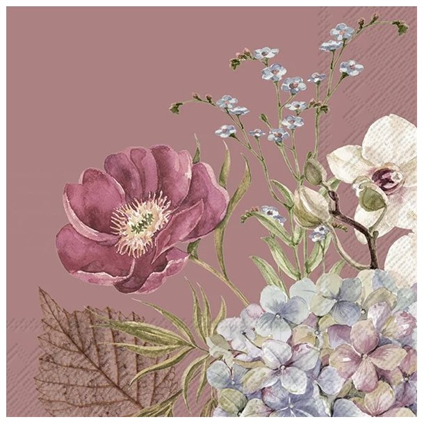IHR - Frokostservietter - Blomstermotiv Gammel Rosa - 20 stk