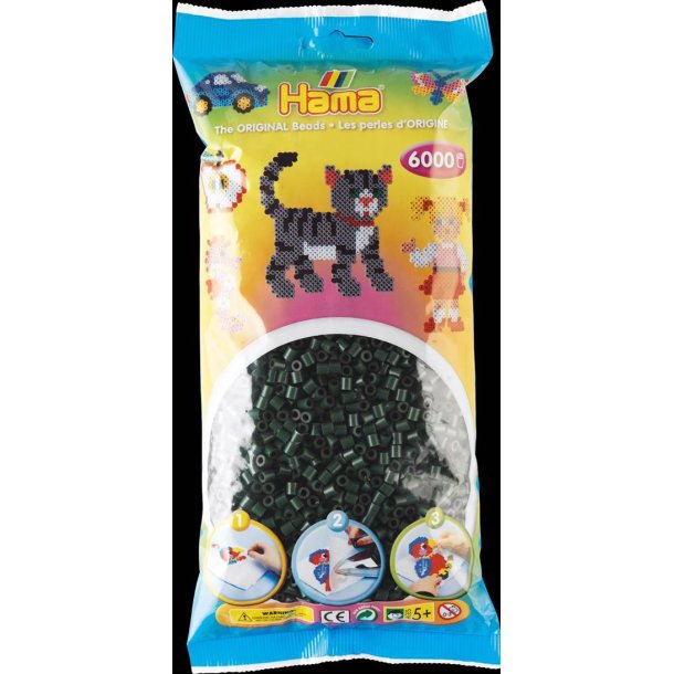 Hamaperler - Midi - 6000 stk - Mrkegrn