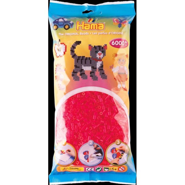 Hamaperler - Midi - 6000 stk - Neon fuchsia