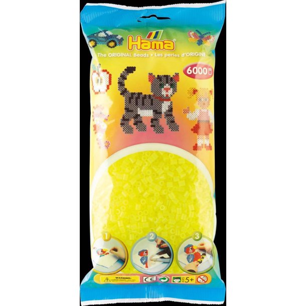 Hamaperler - Midi - 6000 stk - Neon gul