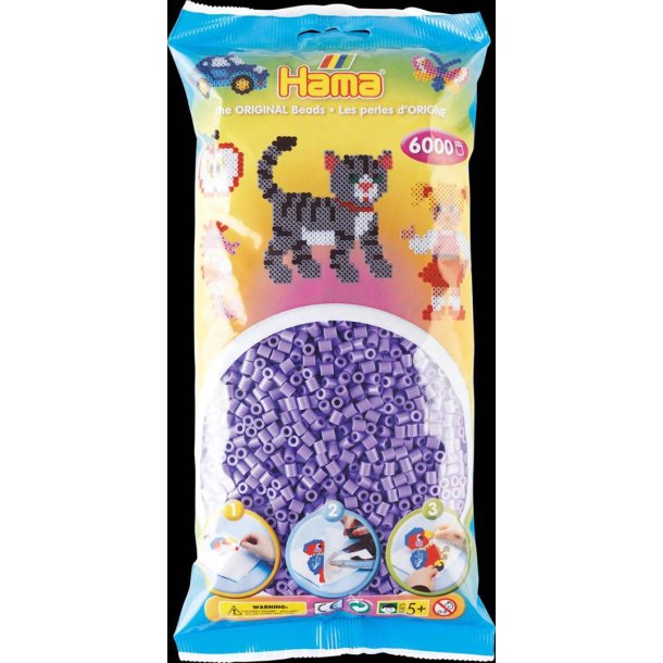 Hamaperler - Midi - 6000 stk - Pastel lilla